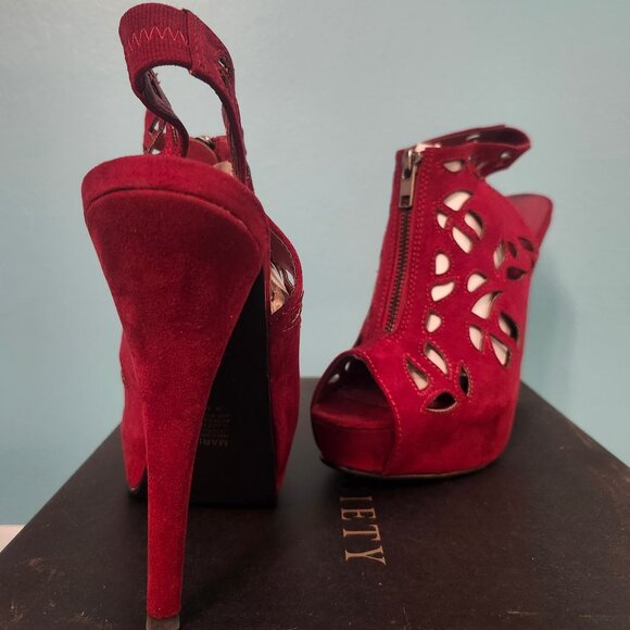 Sole Society Brand New in Box Burgundy platform slingback bootie heels, size 8M - Picture 3 of 3